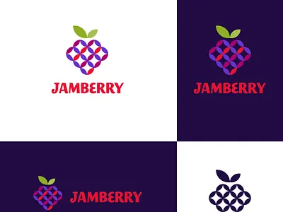 JamBerry berry branding design farm geometric graphic design heart logo vector