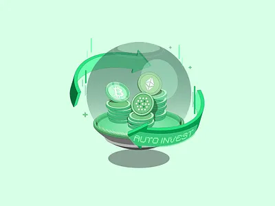 Auto Invest Illustration crypto crypto illustration finance futuristic graphic for app illustration minimal ui graphic