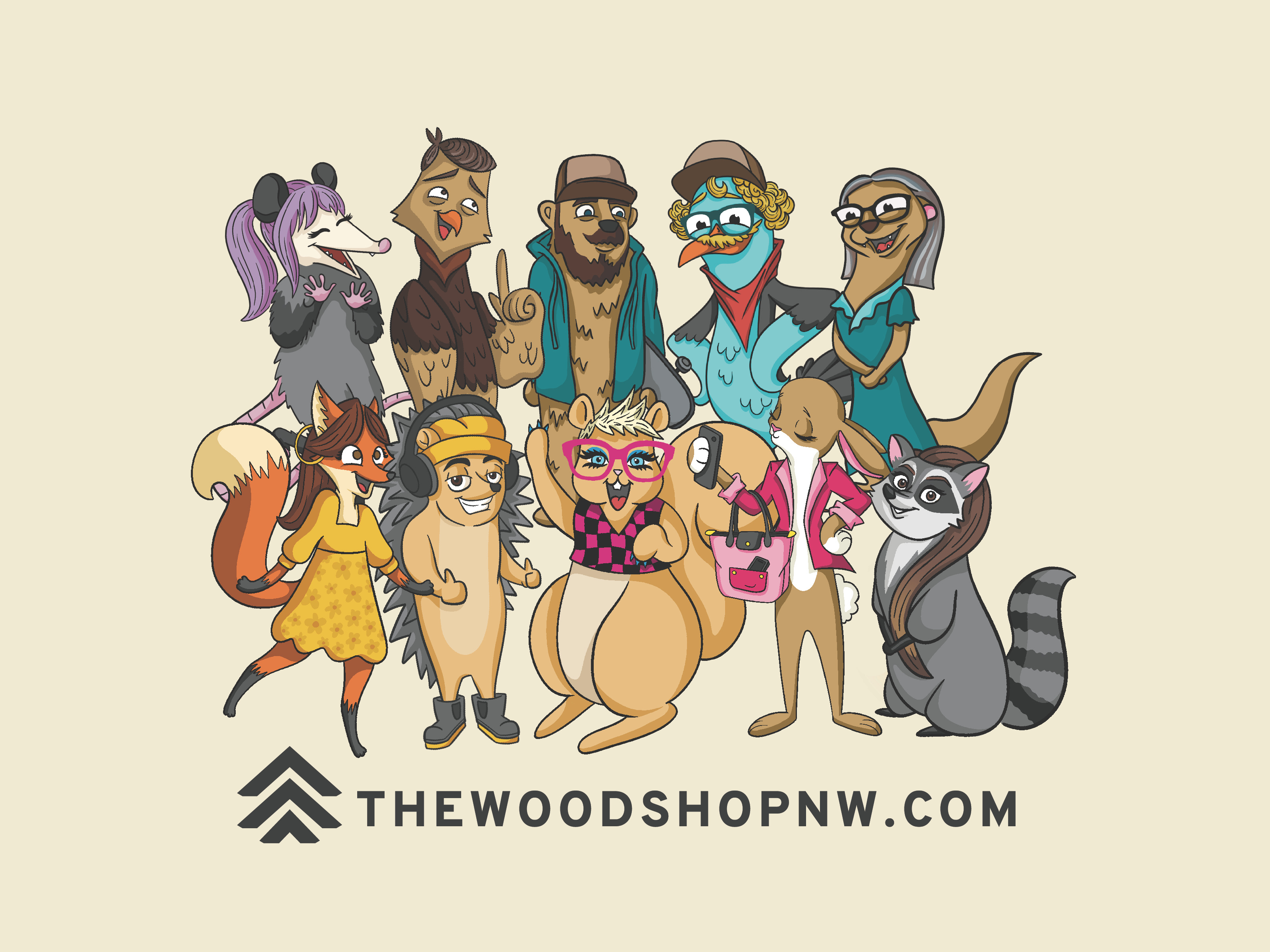 The Woodshop Characters brand identity branding design graphic design ill illustration logo spokane vector
