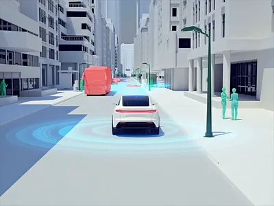EV radar sensors for product launch 3d aep ai animation automotive c4d cars circle city ev illustration landscape motion product render ux vehicle video app video art video background