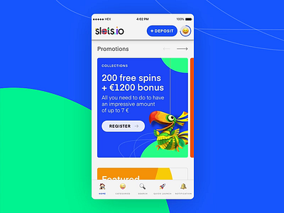 Slots.io – Mobile Casino Experience animation casino design gambling game interaction mobile motion mp4 ui ux