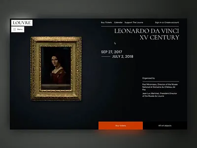 The Louvre animation art artist clean collection concept design exhibition gallery minimal museum principle promo site typography ui ux web website