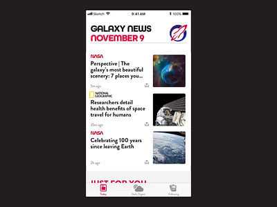 Galaxy News Social Share app branding daily ui dailyui 010 day010 design icon identity interaction design ios logo mobile principle share sketch social share social sharing ui ux
