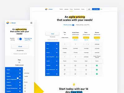 Pricing Page app blue design illustration iphone minimal ui ux vector web white
