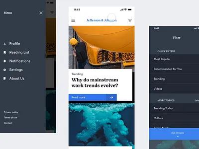 Jefferson & Johnson :: Modern Publication App app app design prototype system toptal ui