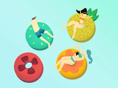 Pool Donuts affinitydesigner after effects animation animation 2d character donuts illustration motion graphics pool vector