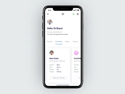 Interactions for doctors app app doctor doctors gif health interaction ios iphone x mobile mockup schedule ui ux design
