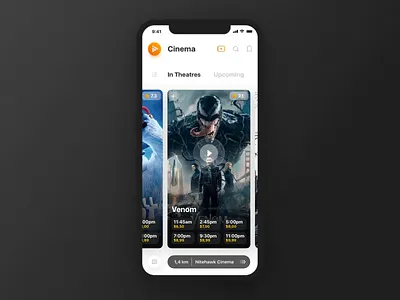 InterFilm animation app cinema design film imdb interface ios iphone kinopoisk mobile principle ticket ui ux