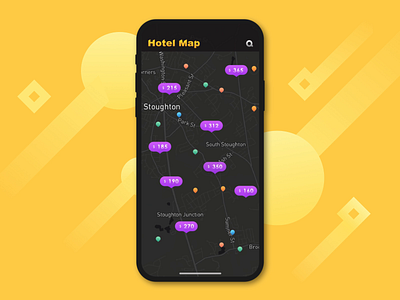 Hotel Map Interaction animation app design ui ux