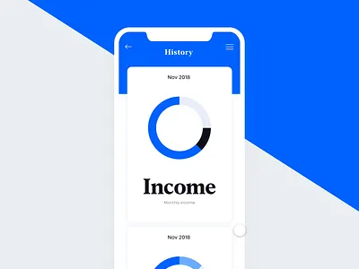 Chart micro-interactions adobe xd animation app auto animate blue bold budget chart contest exprense finance gif income interaction ios iphone x microinteraction pie statistics stats