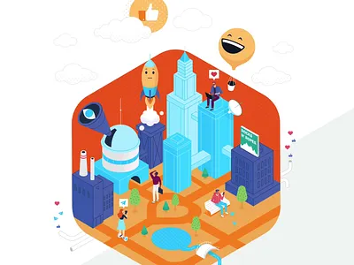 Spredfast City animation city hero spredfast svg