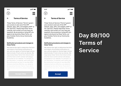 <100 day challenge> Day 89 Terms of Service 100daychallenge dailyui design ui ux