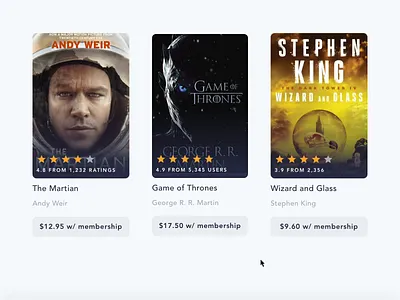 Audible Wish List - Book Component Redesign audible behaviour book component interface microinteractions selecting states ui ux