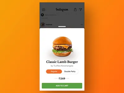 Order Food on Instagram - Concept animation burger design food food app gif instagram motiondesign prototype swiggy ui ux