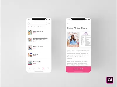 Rosanna Pansino Concept App Shop @rosannapansino adobe xd app auto animate baking checkout clean cooking interface minimal mobile phone product purchase recipe responsive rosanna pansino shop store ui ux