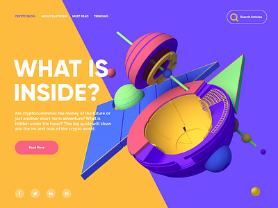 Crypto Blog Home Page 3d animation blockchain blog bright crypto design geometric graphic design home page illustration interaction motion render ui user experience user interface ux web website