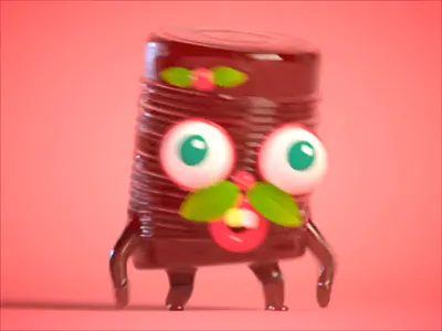 Canned Cranberry Sauce 🍒 3d cg character cute gif illustration maya redshift render substance vray zbrush