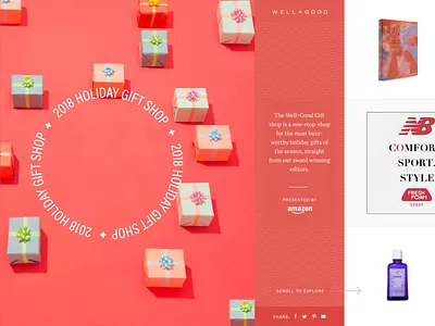 Well+Good Holiday Gift Shop animation announcement branding design flat design funky icons illustration illustrations interaction interface login logo minimal mockup quizzes scroll animation typography ui ux