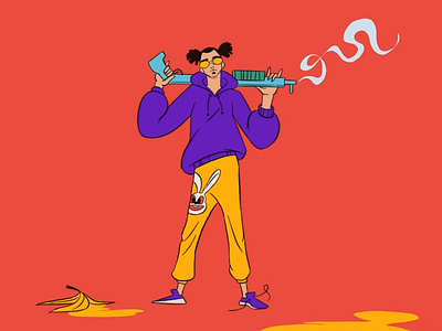 Banana shotgun 2d animation animation banana classic animation gone fludd gun motion shotgun smoke