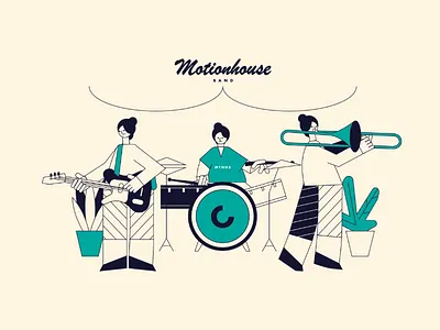 Band animation band bass design drums flat guitar illustration loop music music album trombone
