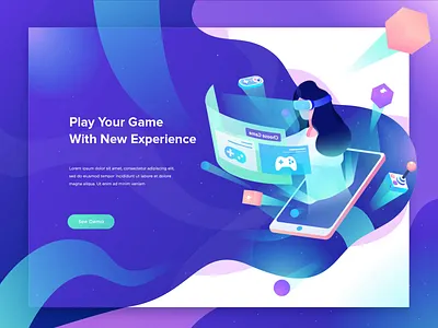 Video Game Header Exploration game gradient header illustration landing page video game