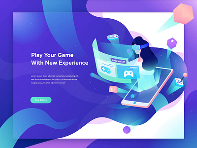 Video Game Header Exploration game gradient header illustration landing page video game