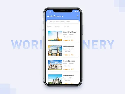 World Scenery animation app dynamic effect travel ui world scenery