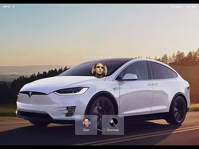 Autonomous driving activation — voice controlled ai assistant car dark dashboard elliot framer framer studio interactive prototype screen tesla