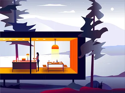 Dinner time illustration animation clean colors design illustration