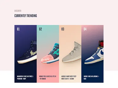 Sneaker Hover Animation adidas animation asics hover animation jordans maharishi nike sneakers ui union yeezy
