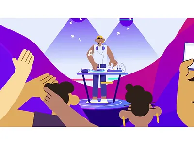 DJ Set Transition after effects animation character motion waves