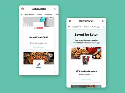 Save For Later animation card favourites icon interaction design micro interaction save saved student discount ui ux web deisgn