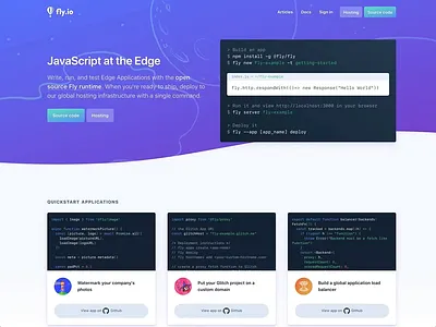 Fly.io Code Sample Update cards code code samples fly.io gradient hover state landing page landing page design