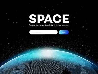 Space club black and blue dynamic effect gif landing page planet ui universe ux web