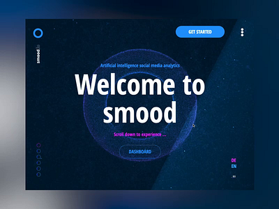 Smood particles landingpage 3d ai analytics animation motion particles software threejs timelapse ui ui ux design webdesign webgl