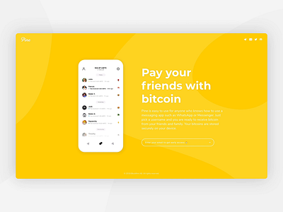 Pine Website bitcoin landing page pine wallet website yellow