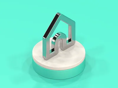 Home is where the icon is 3d animated cinema 4d icon loop shiny vivaldi