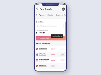 Fund Transfer Animation animation after effects banking app clean creative finance fund raising gradient design modern payment method ui ux design