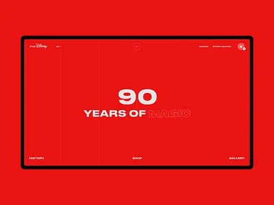 90 Years Of Magic black e commerce fashion grid interaction mickey mouse minimal muzli obys photo red typography ui ux webdeisgn