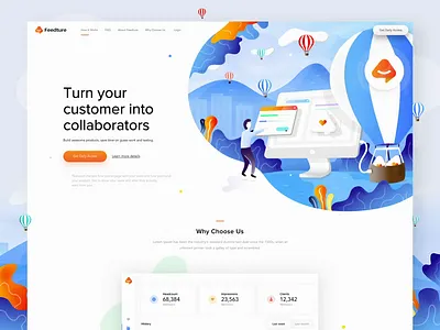Feedture app - landing page, illustrations, logo, animation animation design illustration illustrations ui uiux userinterfacedesign userinterfaces ux web webdesign webdesigner