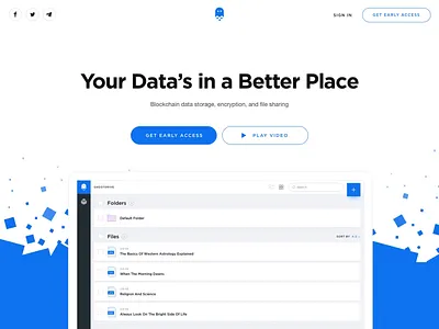 GhostDrive Landing animation website preloader banner content list blockchain crypto landing flat file illustrations security icon profile upload notes footer wallet currency storage