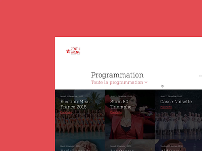 Zenith Arena de Lille - Drop down month selection clean dropdown grid menu minimal months navigation programmation schedule selection selector simple ux zenith