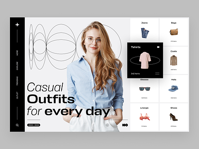 Casual Outfits Hero Page clothes design landing outfit trend ui uiux ux web