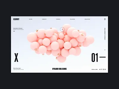Christmas Collisions 🎄 3d abstract animation balls branding c4d christmas cinema 4d decorations dynamic logo glitch interaction interaction design interactions octane typography ui ux web design website