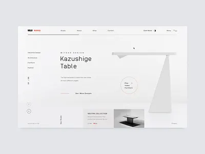MUJI design studio // Dark Mode animation black clean dark dark mode design desktop layout light main minimal motion studio transition typography ui ux web website