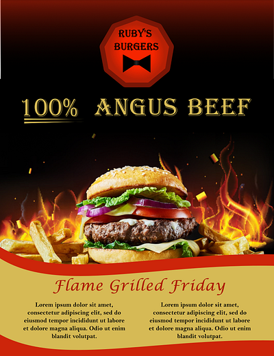 Ruby's Burgers Mock Ad branding brochure logo print media