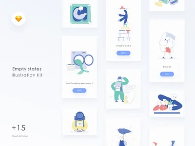 Empty States Illustration UI Kit animation app appdesign empty states flat illustration interface interface design ios isometry minimalist stubs ui ui8 uidesign uikit vector webdesign