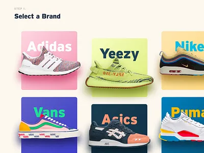 Sneaker Card Hover Exploration #2 adidas asics kith motion nike puma ronnie fieg sneakers ultraboost vans wotherspoon yebra yeezy