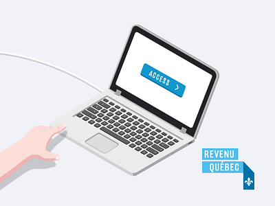 Revenu Québec - Isometric Hand Button Press 2d 3d after effects animation bouncy cable cartoon computer fake 3d finger animation flat funky hand animation isometric minimalist motion design motion designer simple