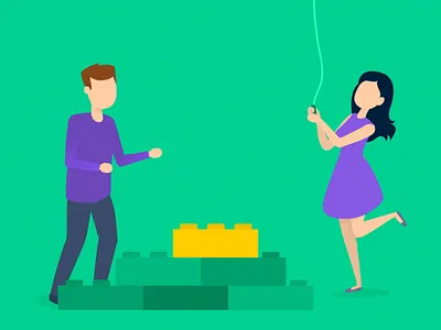 Bankin’ - Synchronize your account after effects animated cards app app animations blocks bodymovin card animation character animation characters fake 3d json lego loop lottie mobile organize pull rope release svg animation vector animation